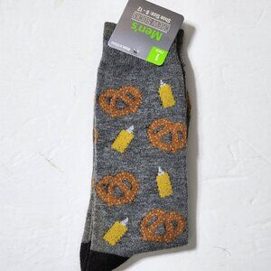 Dolgen Corp Mens Crew Socks Gray Pretzel Mustard 1 pack New